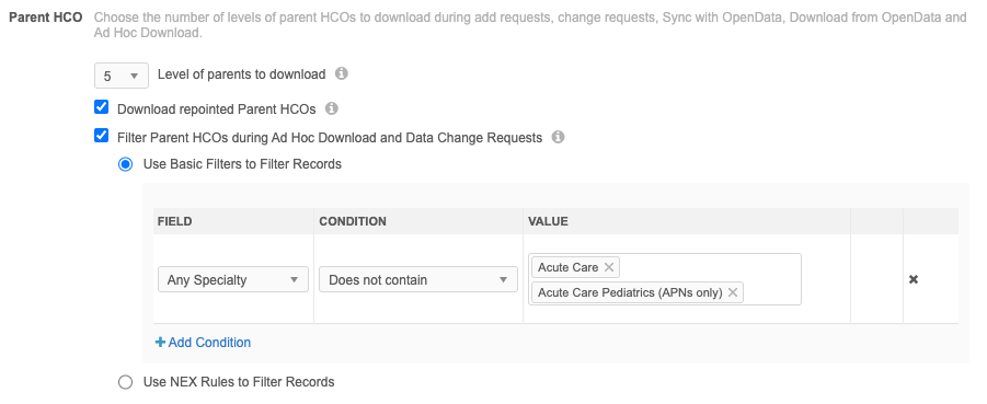 Filtering Parent HCO records